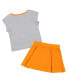 ფოტო #2 პროდუქტის Girls Toddler Heather Gray, Tennessee Orange Tennessee Volunteers Two-Piece Minds For Molding T-shirt and Skirt Set