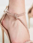 Truffle Collection embellished barely there stilletto sandals in rose gold