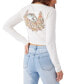 ფოტო #2 პროდუქტის Juniors' Reef Break Cotton Cropped Long-Sleeve T-Shirt