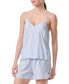 Фото #4 товара Women's 2-Pc. Striped Cami & Boxer Pajamas Set