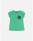 ფოტო #1 პროდუქტის Girl Organic Jersey Top With Print And Sequins Spring Green - Child