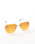 Фото #2 товара ASOS DESIGN rimless retro sunglasses with amber gradient lens in gold