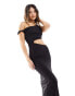 ASOS DESIGN one shoulder twist cut out maxi dress in black