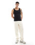 Good For Nothing ribbed branded vest in black