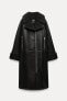 Zw collection double-faced long biker coat