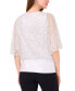 Petite Sequin-Mesh Blouson-Sleeve Banded-Hem Top