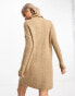 ONLY roll neck knitted mini jumper dress in beige