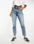 ASOS DESIGN Petite slim fit comfort mom jeans in mid blue