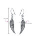 Фото #2 товара Amulet Spiritual Guardian Angel Wings Feather Dangle Earrings For Women Oxidized Sterling Silver Fish Hook