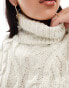 River Island Plus roll neck cable knit jumper in cream