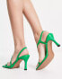 Фото #2 товара ASOS DESIGN Haya asymetric mid heeled sandals in green