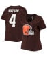 ფოტო #2 პროდუქტის Women's Deshaun Watson Brown Cleveland Browns Plus Size Player Name and Number V-Neck T-shirt