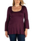 ფოტო #1 პროდუქტის Women's Plus Size Flared Tunic Top