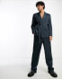 Фото #2 товара ASOS DESIGN wide leg suit trousers in navy plisse