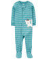 Toddler 1-Piece Fox Striped 100% Snug Fit Cotton Footie Pajamas 2T