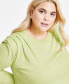 Plus Size Cotton Round-Neck Pleat-Shoulder T-Shirt, Created for Macy's