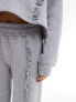 ASOS DESIGN wide leg jogger with frill detail in grey marl Серый, XS - фото #7