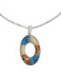 Фото #2 товара Semi-Precious Mixed Stone Oval Pendant Necklace