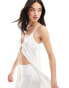 Y.A.S Bridal satin tie front maxi cami top co-ord with train in white