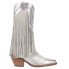 Dingo Gypsy Embroidery Studded Fringe Metallic Snip Toe Cowboy Womens Silver Ca