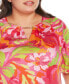 Фото #4 товара Black Label Plus Size Abstract Floral Cutout Detail Top