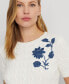 Фото #4 товара Women's Embroidered Cable-Knit Sweater