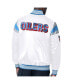 Men's White, Light Blue Distressed Houston Oilers Vintage-Like Satin Full-Snap Varsity Jacket