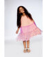 Girl Sleeveless Color block Mesh Dress Lavender And Salmon - Child