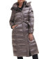 ფოტო #4 პროდუქტის Karl Lagerfeld Womens Shine Hooded Belted Puffer Coat