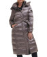 Karl Lagerfeld Womens Shine Hooded Belted Puffer Coat