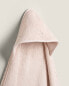 Hooded baby towel with tassels and hearts