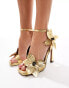 Фото #1 товара ASOS DESIGN Nettle flower detail high heeled sandals in gold