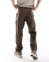 Abercrombie & Fitch workwear athletic loose fit garment dyed trousers in brown