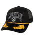 Фото #1 товара Men's Black Brooklyn Nets Hardwood Classics Gold Leaf Mesh Trucker Snapback Hat