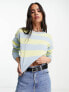 Noisy May cropped jumper in blue and yellow stripe