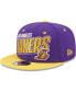 ფოტო #4 პროდუქტის Men's Purple, Gold Los Angeles Lakers Stacked Slant 2-Tone 9FIFTY Snapback Hat