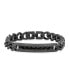 Black Ion Plating Thick Cuban Link Chain and Simulated Black Diamonds ID Bracelet