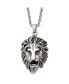 Фото #1 товара Chisel antiqued Large Lion's Head Pendant Curb Chain Necklace