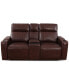 Фото #2 товара Greymel 74" Zero Gravity Leather Loveseat with Console and Power Headrests, Created for Macy's