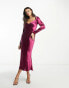 Фото #4 товара Urban Threads cowl neck satin midi dress in burgundy