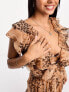 Фото #3 товара Miss Selfridge beach patchwork leoard frill cut out maxi dress