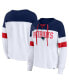 Women's White, Navy New England Patriots Even Match Lightweight Lace-Up Long Sleeve Top