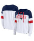 ფოტო #1 პროდუქტის Women's White, Navy New England Patriots Even Match Lightweight Lace-Up Long Sleeve Top