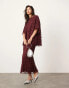 Фото #6 товара ASOS EDITION floral cutwork oversized tshirt co-ord in burgundy