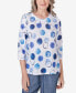 Petite Blue Bayou Women's Dotted Three Quarter Sleeve Top