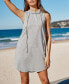 Фото #2 товара Women's Heathered Knit Hooded Mini Beach Dress