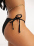 Фото #4 товара Ivory Rose Fuller Bust mix and match string tie up bikini bottom in black crinkle