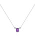 LuvMyJewelry emerald Cut Amethyst Gemstone, Natural Diamond 14K White Gold Birthstone Necklace