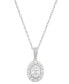 ფოტო #1 პროდუქტის Diamond Oval Halo 18" Pendant Necklace (1/2 ct. tw.) in 14k White Gold