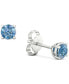 Фото #4 товара Lab-Created Blue Diamond Solitaire Stud Earrings (1/2 ct. t.w.) in Sterling Silver